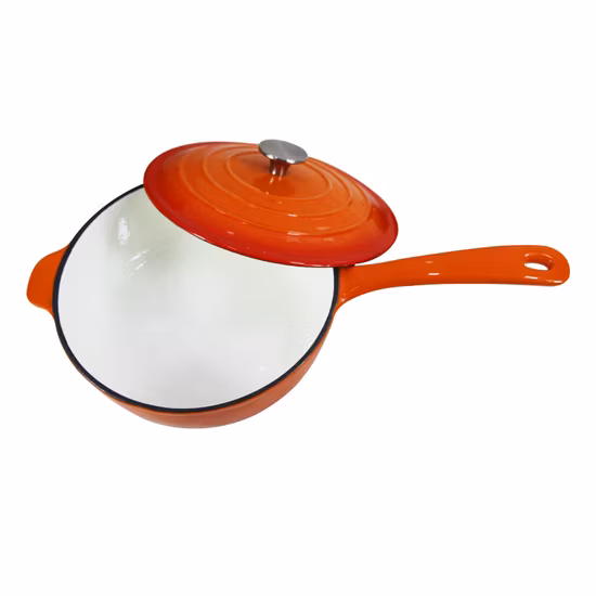 Cacerola esmaltada de hierro fundido naranja Cookwin de 4 qt con olla para sopa con perilla de acero inoxidable