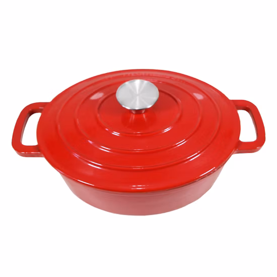 Tamaño ovalado los 27X21X10cm de la fábrica de China del asador del arrabio del esmalte